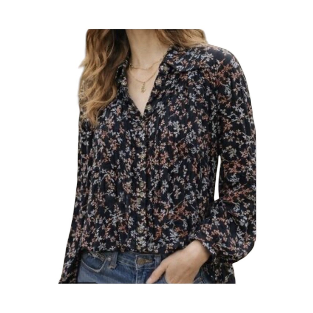 Maeve ANTHROPOLOGIEā Top Bainbridge Women's Size 10 FLORAL Long Sleeve Button